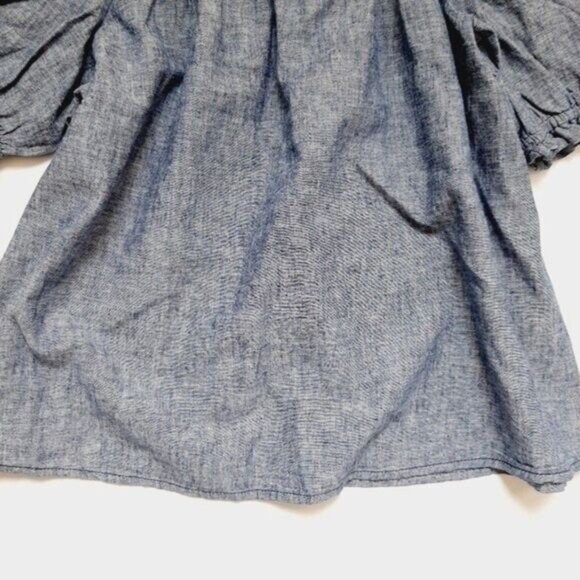JOE FRESH Off Shoulder Short Sleeve Chambray Blue Top Sz S - Picture 5 of 13